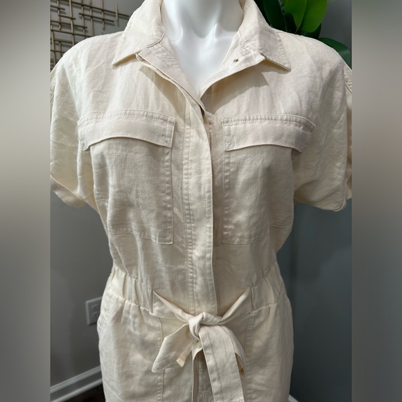 New New Universal Thread Short Sleeve Linen Boilersuit Cream size 4 - Picture 2 of 10